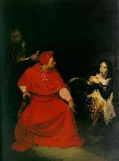Paul Delaroche Joan of Arc is interrogated by The Cardinal of Winchester in her prison. painting